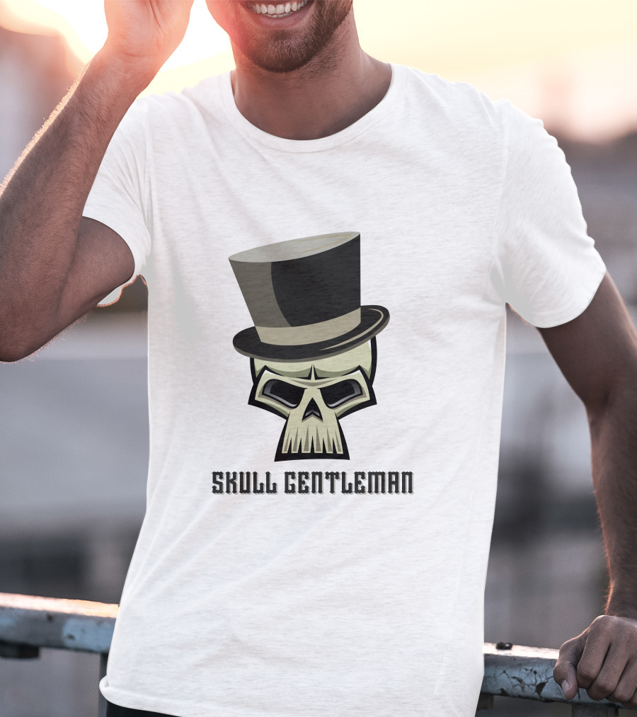 Skull Gentleman Noble Top Hat T-Shirt
