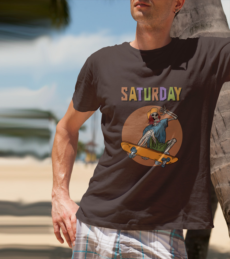 SATURDAY Skeleton Skateboarder Vibe T-Shirt