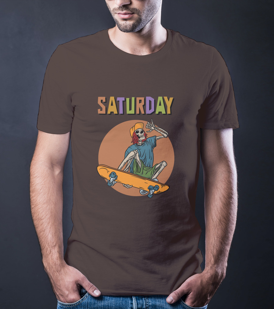 SATURDAY Skeleton Skateboarder Vibe T-Shirt