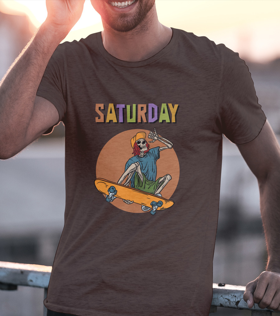 SATURDAY Skeleton Skateboarder Vibe T-Shirt