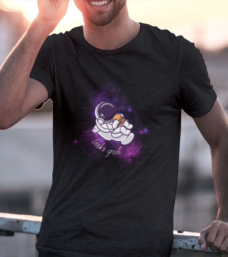 Astronaut Looks Great With Burger In Space T-Shirt