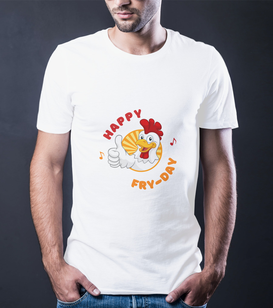 HAPPY FRY-DAY Chicken Thumbs Up With Musical Notes T-Shirt