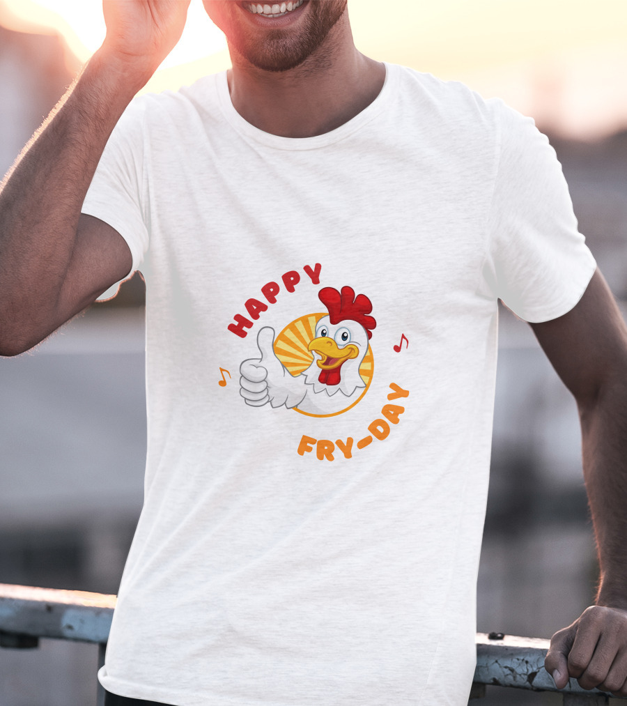 HAPPY FRY-DAY Chicken Thumbs Up With Musical Notes T-Shirt