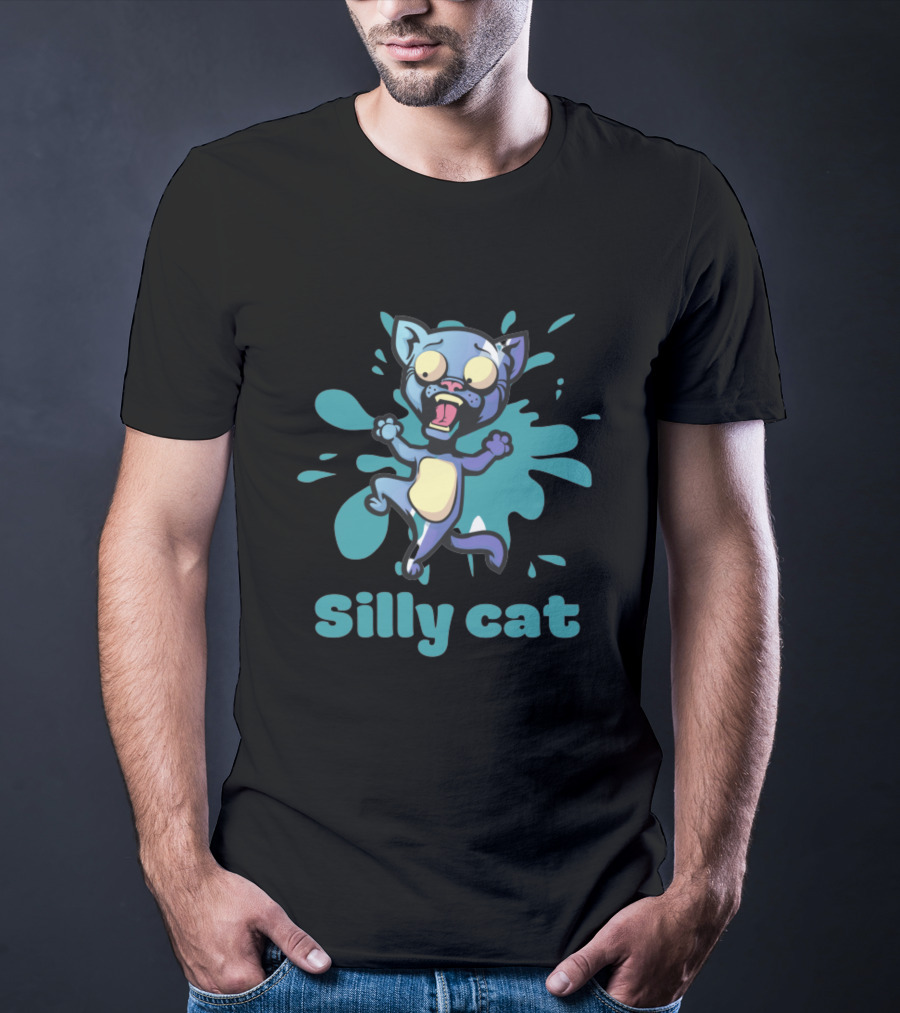 Playful Silly Cat With Cartoon Splash Effect T-Shirt