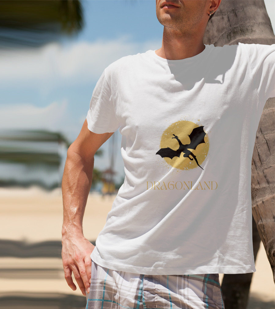 Dragonland Silhouette Against Moon T-Shirt