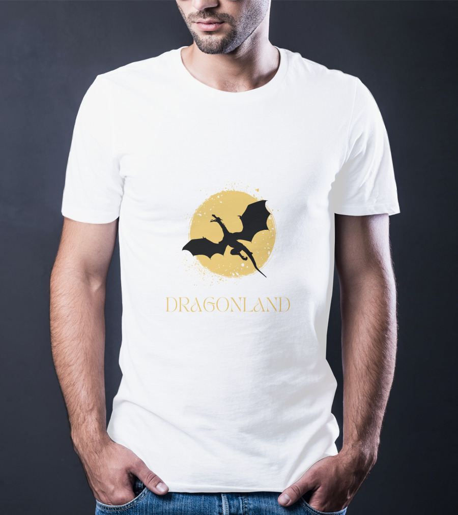 Dragonland Silhouette Against Moon T-Shirt