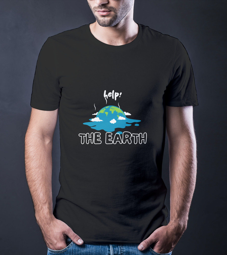 Help The Earth Melting Globe Clouds T-Shirt