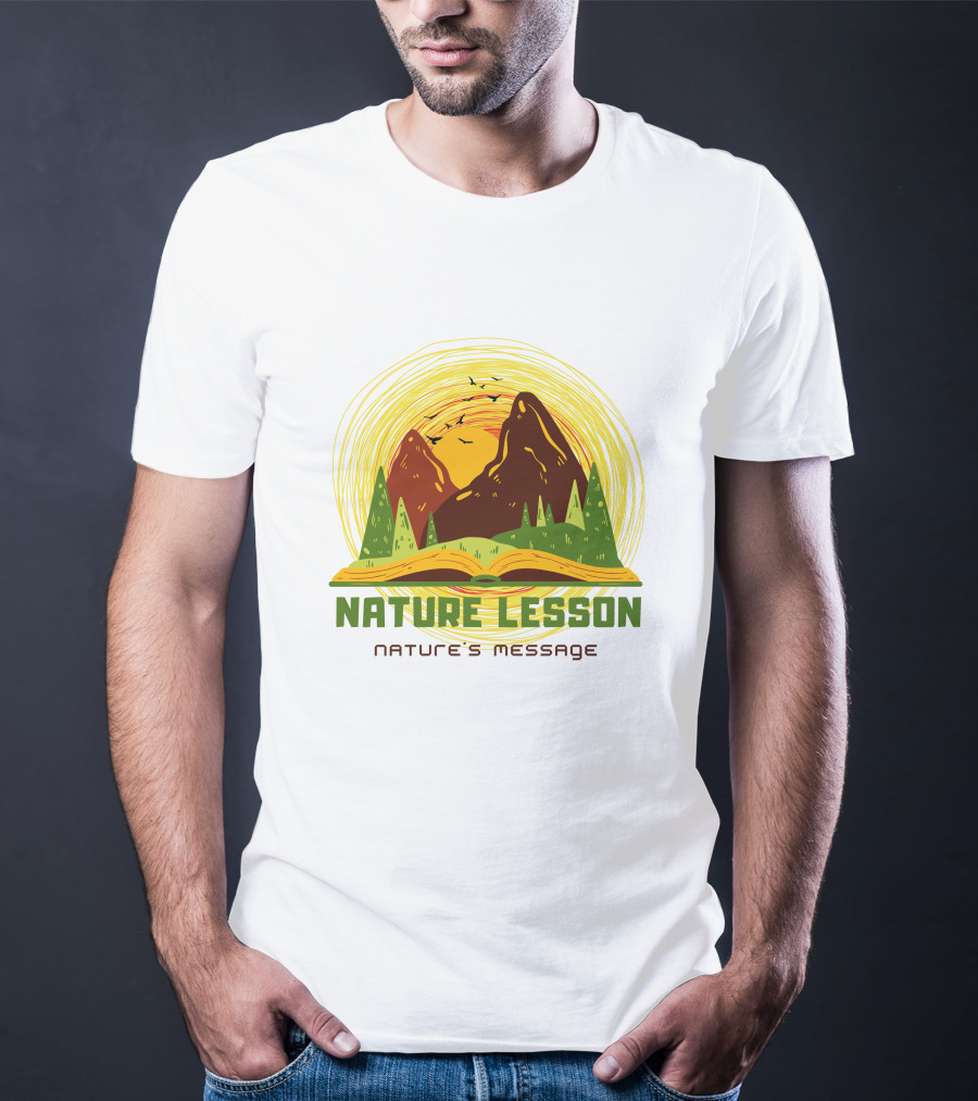 Nature Lesson Nature's Message Open Book With Mountains And Trees T-Shirt