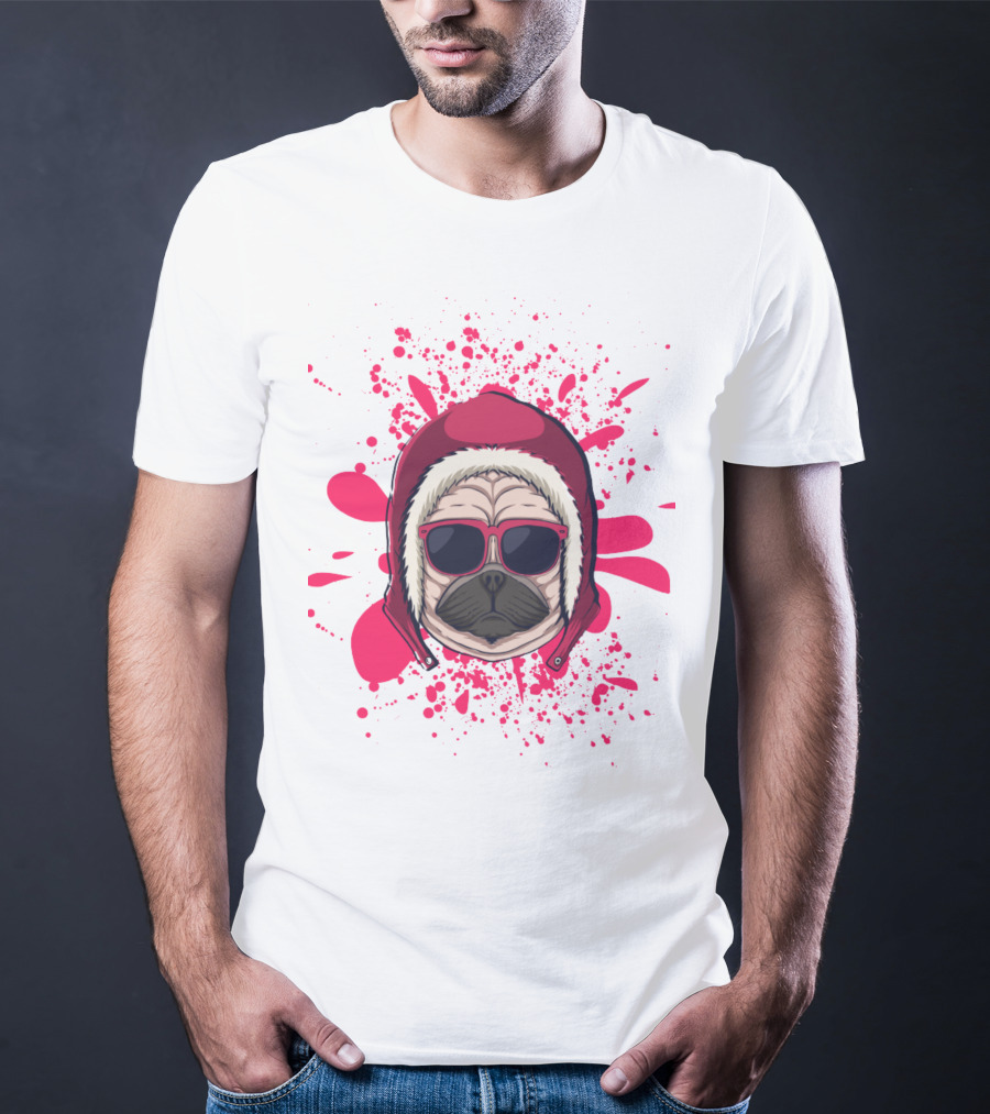 Pink Dog In Hood With Sunglasses T-Shirt