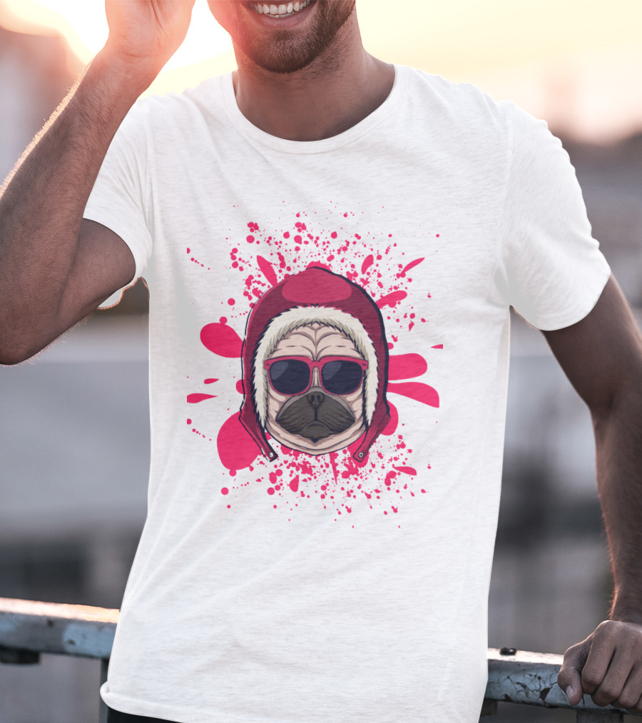 Pink Dog In Hood With Sunglasses T-Shirt
