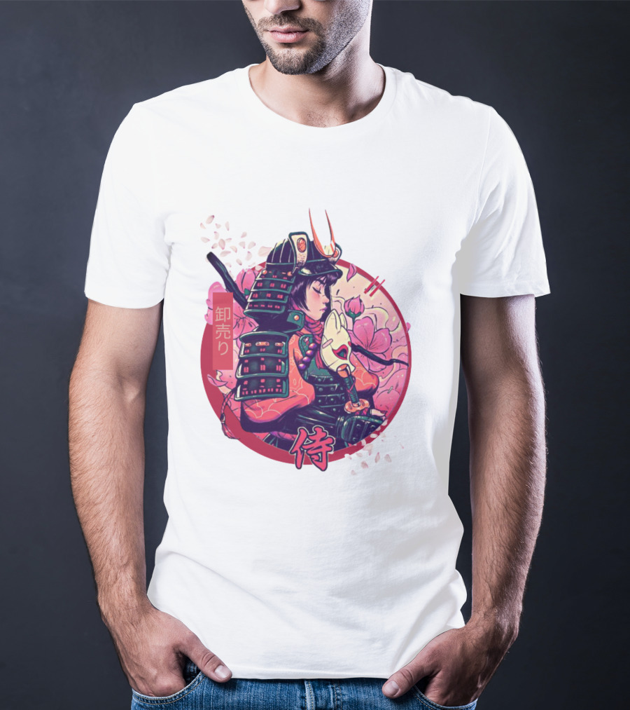 Samurai Girl Cherry Blossom Warrior Japan Kanji T-Shirt