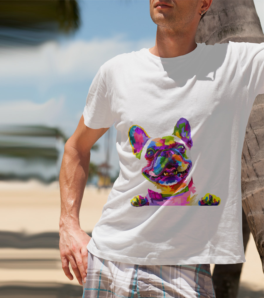 Colorful Dog Pop Art French Bulldog T-Shirt