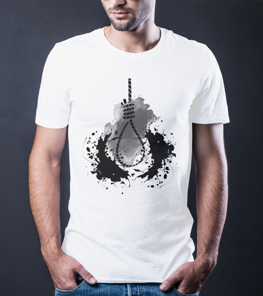 Rope Black And White Abstract Ink Splatter T-Shirt