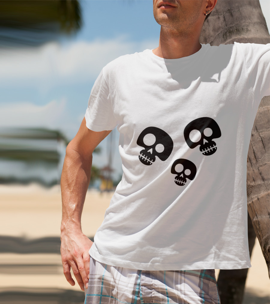 Skull Cute Trio Playful Black And White Skulls T-Shirt