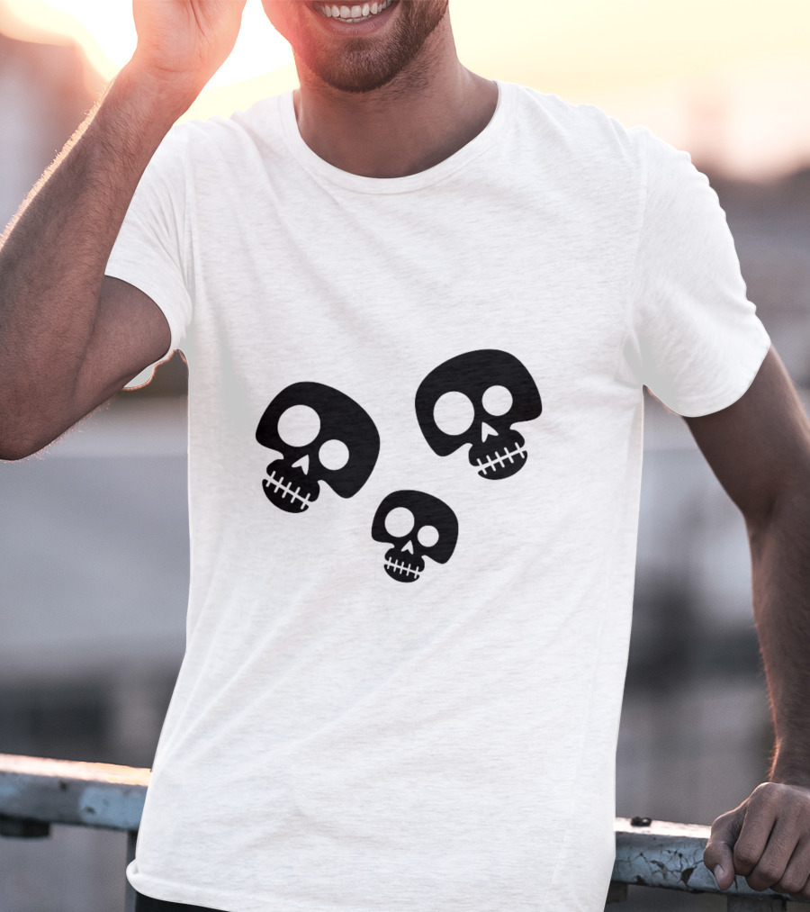 Skull Cute Trio Playful Black And White Skulls T-Shirt