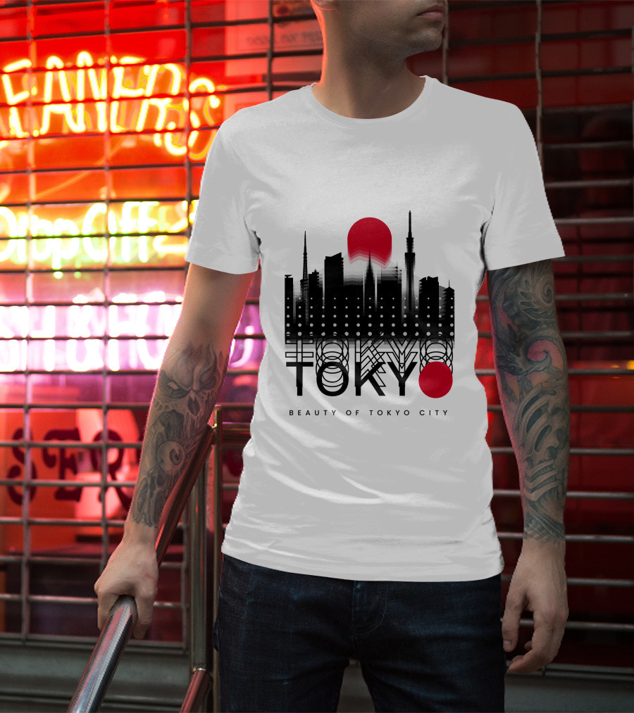 Tokyo Beauty Of Tokyo City Skyline Red Sun T-Shirt