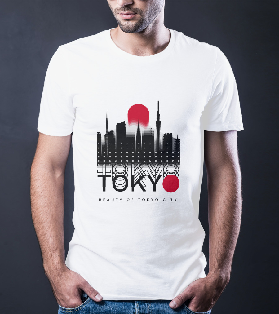 Tokyo Beauty Of Tokyo City Skyline Red Sun T-Shirt