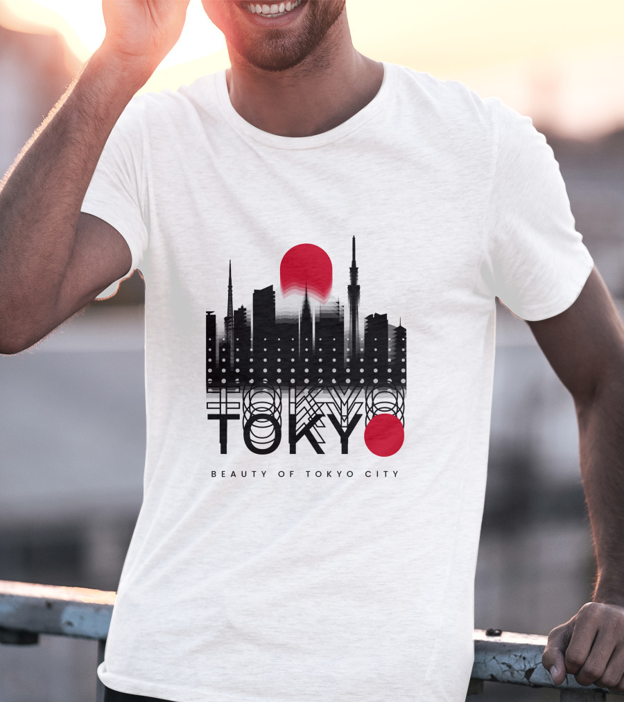 Tokyo Beauty Of Tokyo City Skyline Red Sun T-Shirt