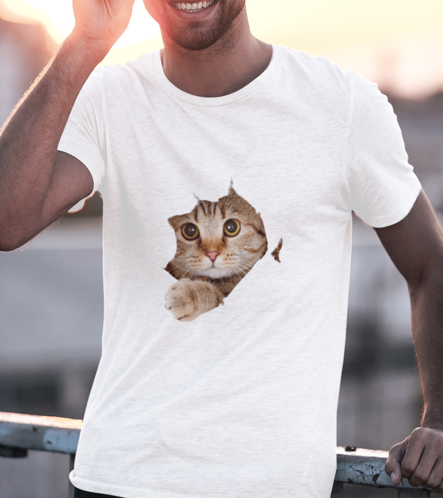 Cat Cute Peek Front Pajamas For Women T-Shirt