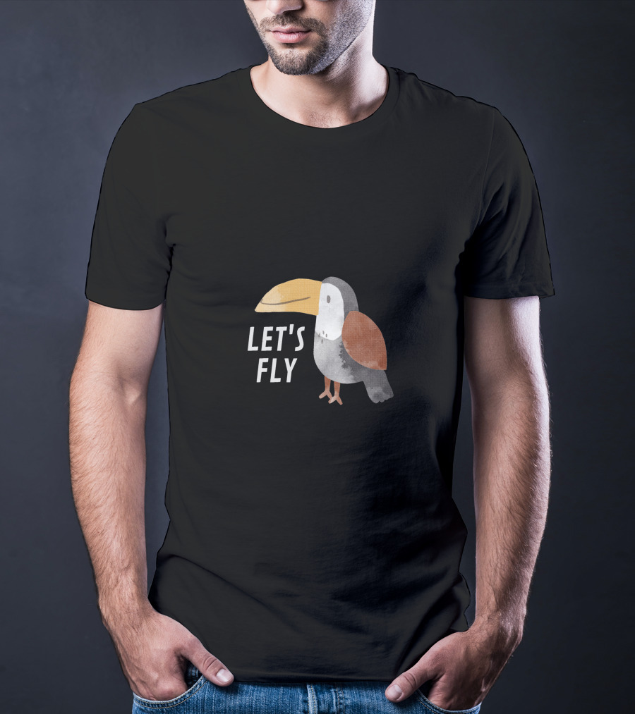 LET'S FLY TOUCAN BIRD MOTIF T-Shirt