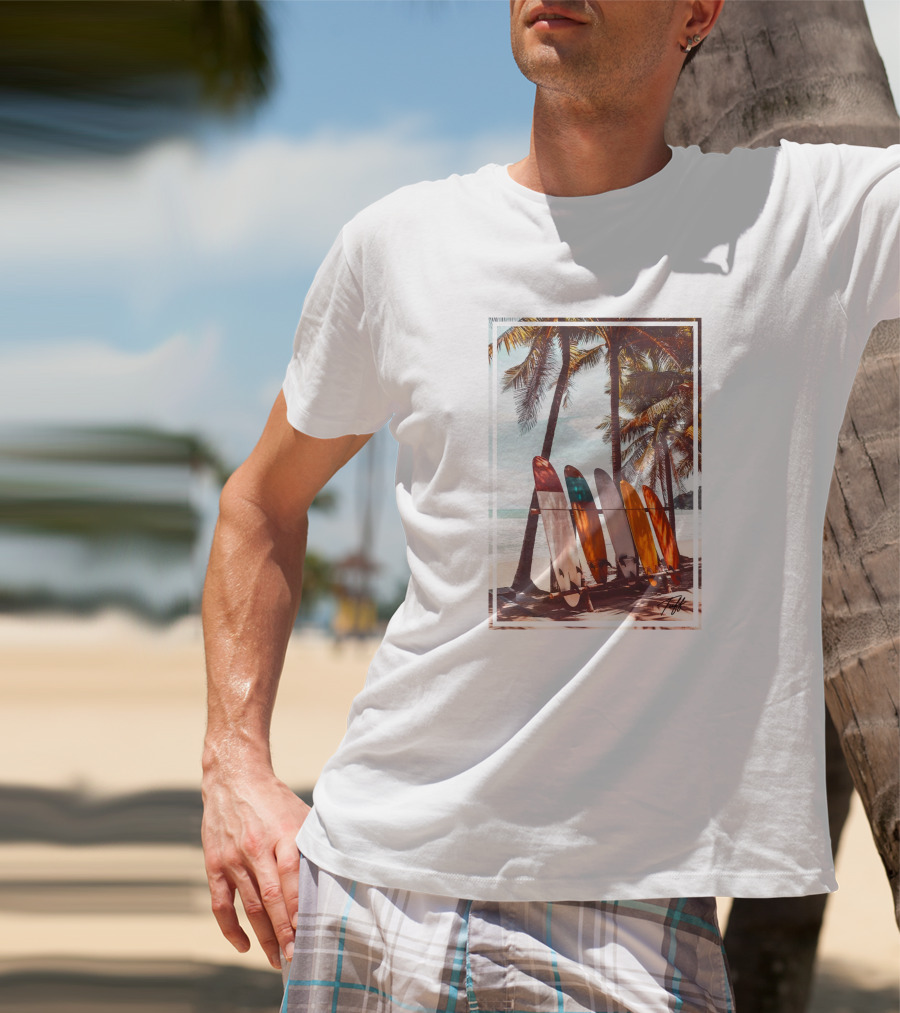 Tuff Surfboards Tropical Palm Beach Scene T-Shirt