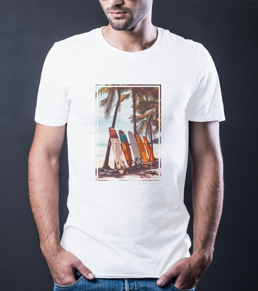 Tuff Surfboards Tropical Palm Beach Scene T-Shirt