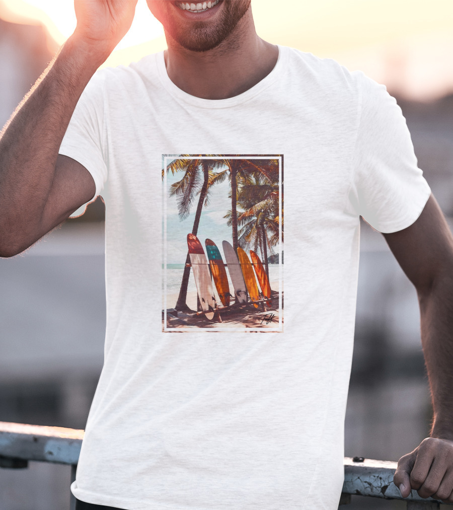 Tuff Surfboards Tropical Palm Beach Scene T-Shirt