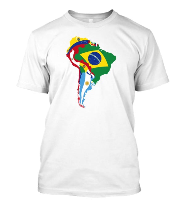 South America National Colorful Flag Map T-Shirt