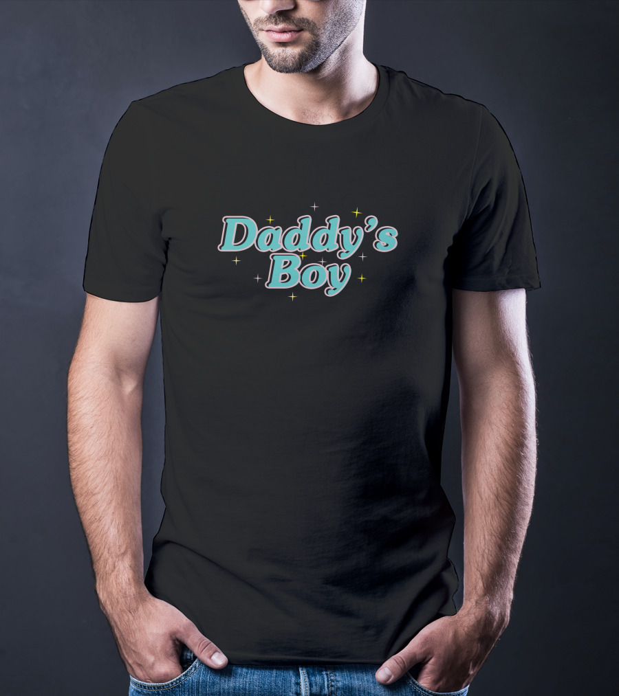 Daddy's Boy With Blue Text And Yellow Stars T-Shirt