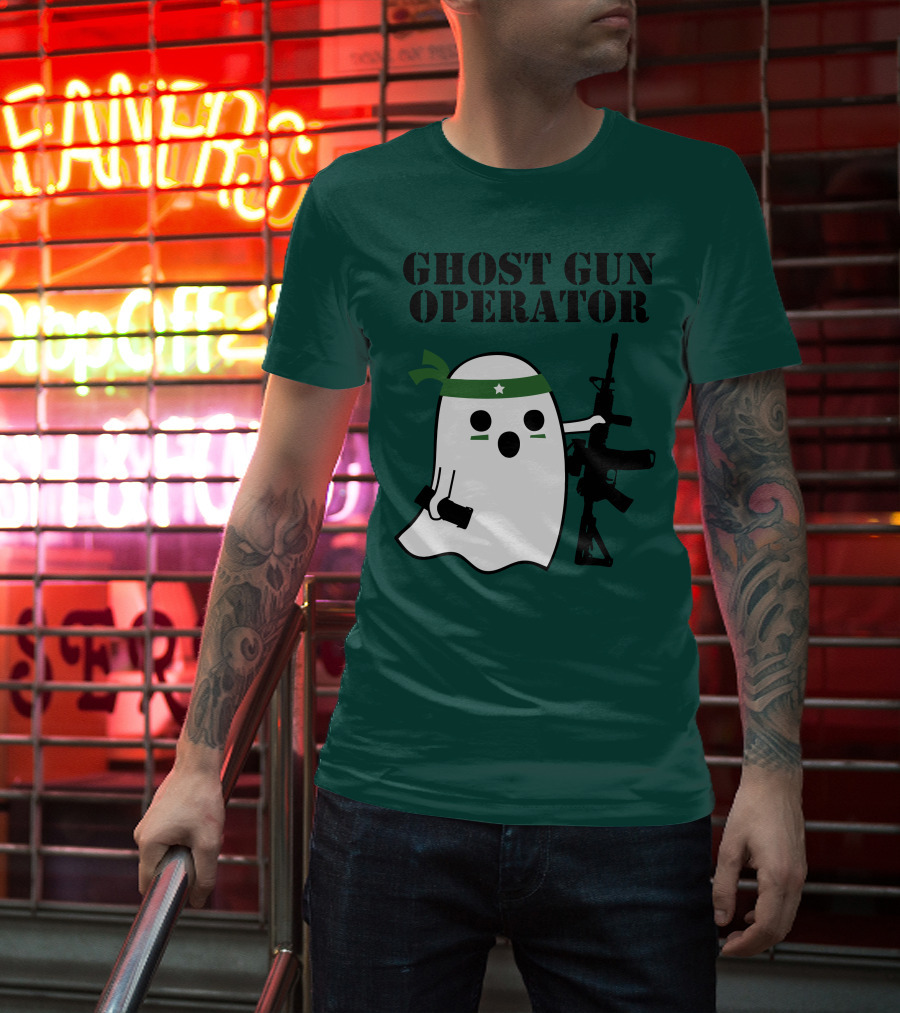 Ghost Gun Operator Ghost With Bandana And Rifle T-Shirt