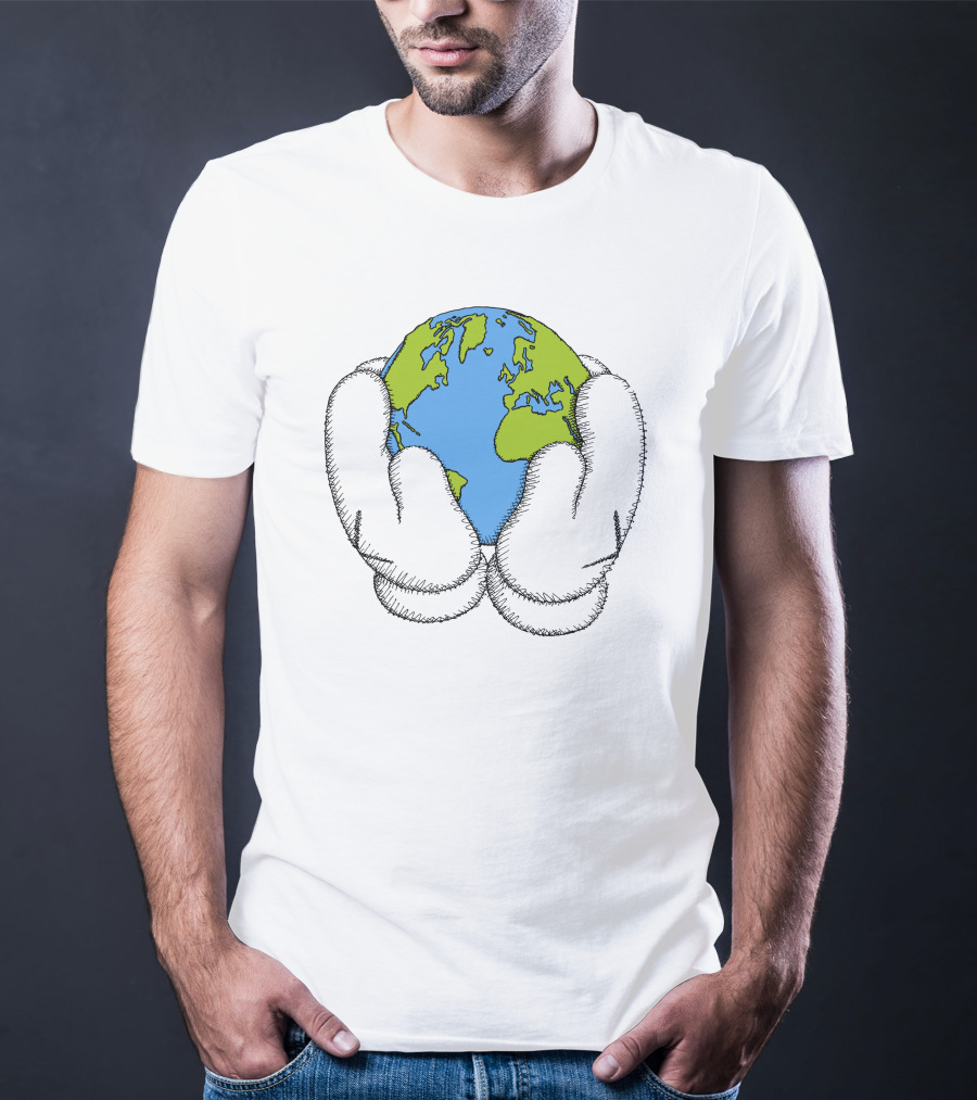 Peace For All Earth Held In Cartoon Gloves T-Shirt
