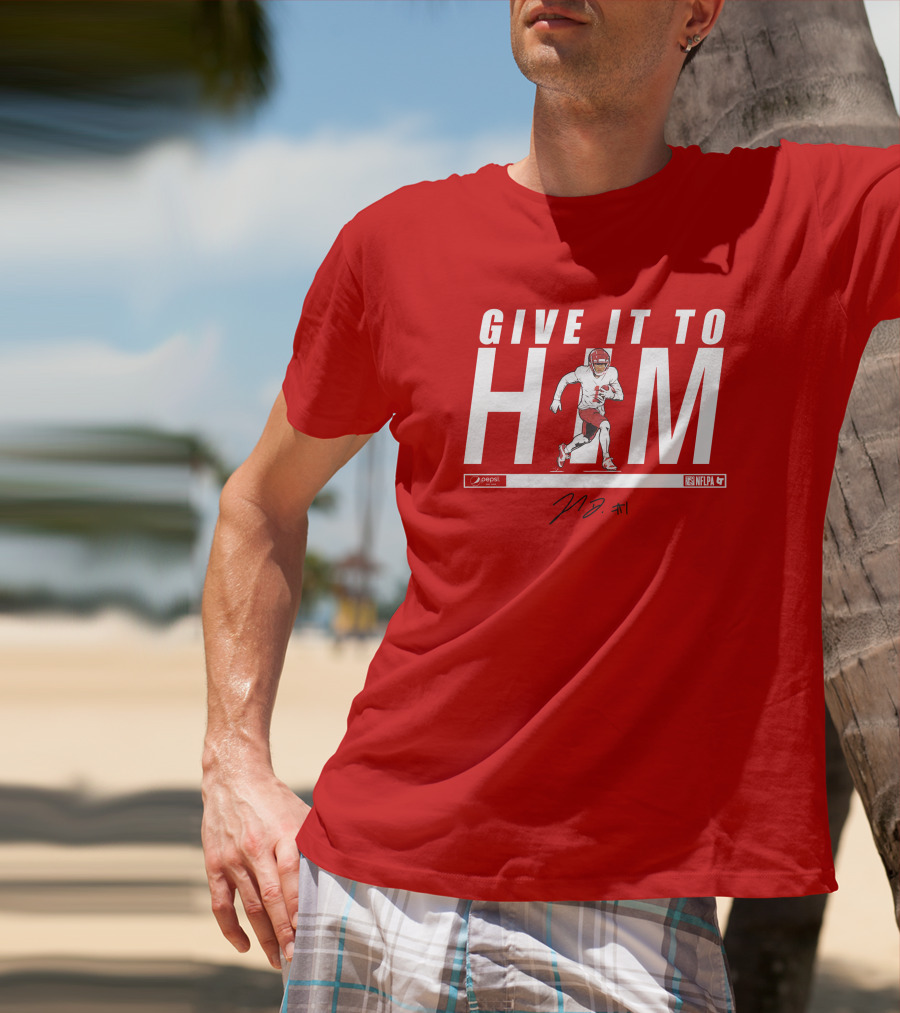 Give It To Him Football Player Signature 10 Red And White T-Shirt