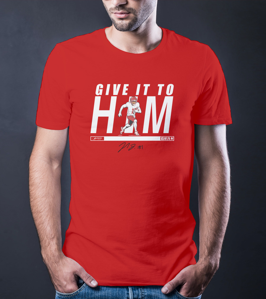 Give It To Him Football Player Signature 10 Red And White T-Shirt