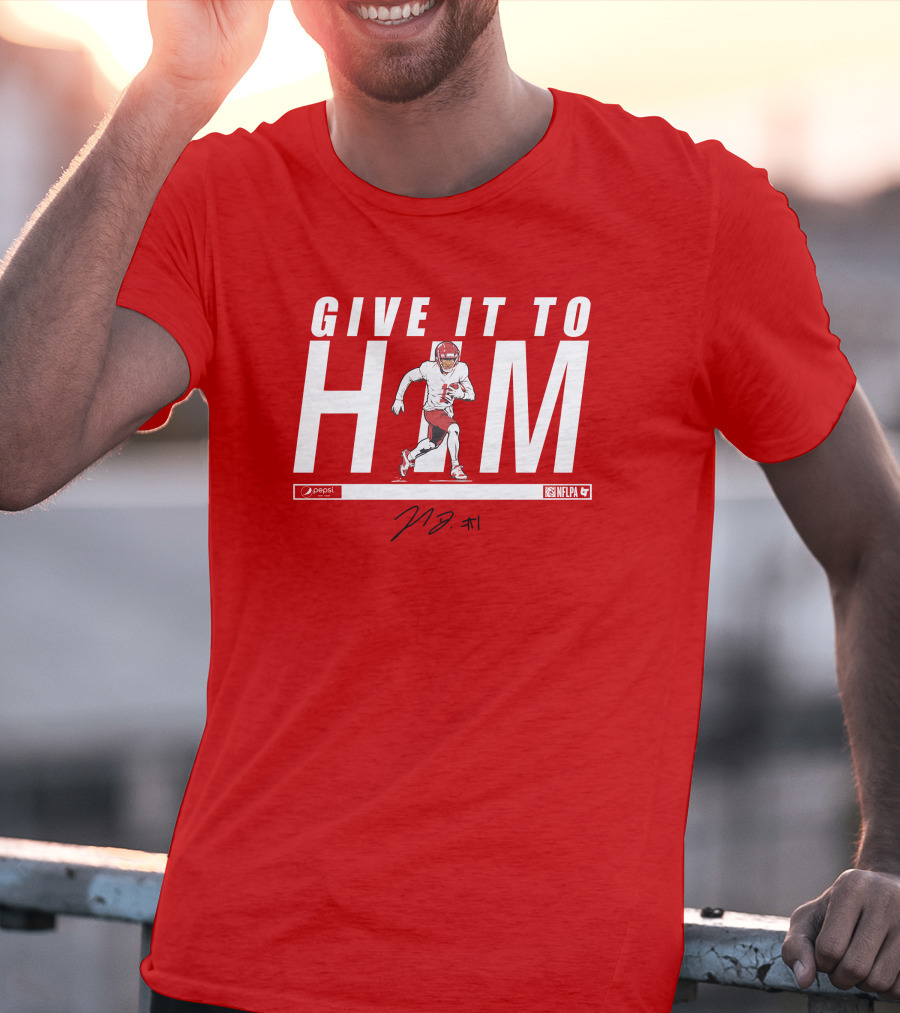 Give It To Him Football Player Signature 10 Red And White T-Shirt