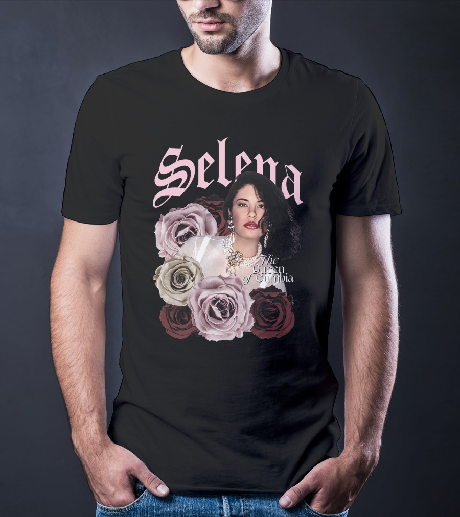 Selena The Queen Of Cumbia Surrounded By Floral Roses T-Shirt