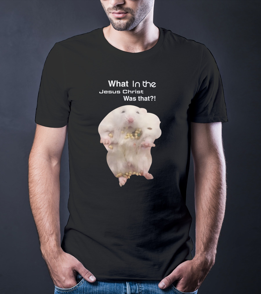 Hamster Jesus Christ Cute Fluffy White Rodent Eating Food T-Shirt