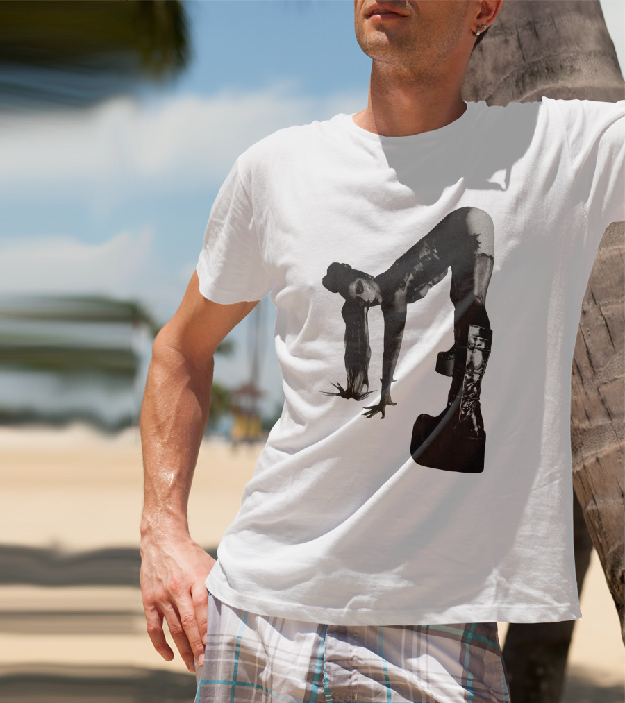 Lady Gaga Chromatica Black And White Striking Pose Platform Boots T-Shirt