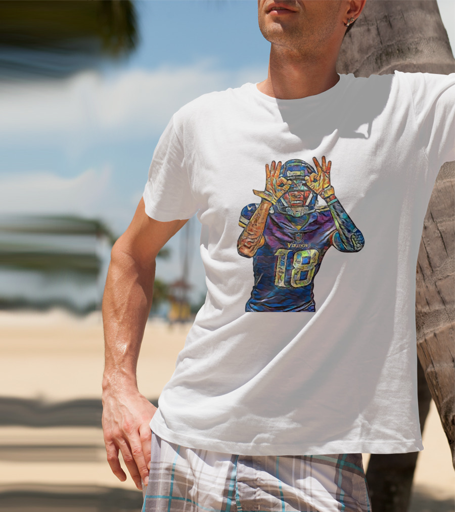 Justin Jefferson Minnesota Vikings Number 18 Griddy Dance Fan T-Shirt