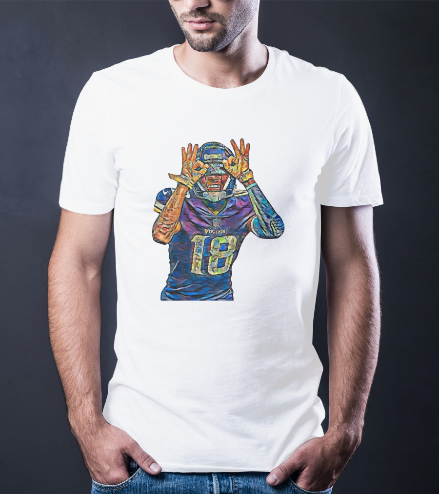Justin Jefferson Minnesota Vikings Number 18 Griddy Dance Fan T-Shirt