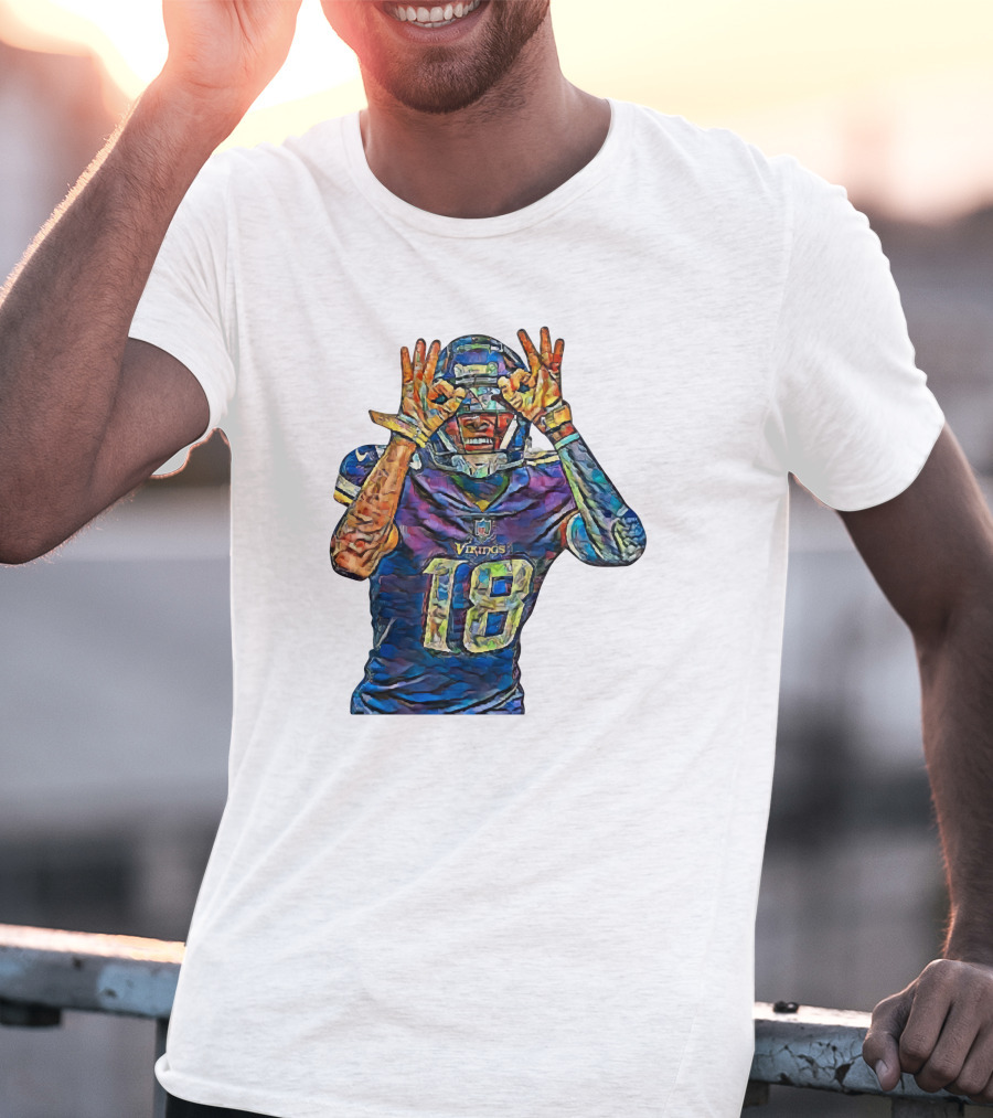 Justin Jefferson Minnesota Vikings Number 18 Griddy Dance Fan T-Shirt