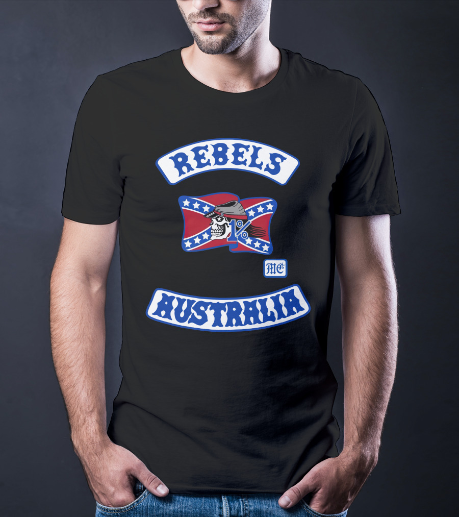 Rebels MC 1% Skull Australia Motorcycle Club Patch T-Shirt