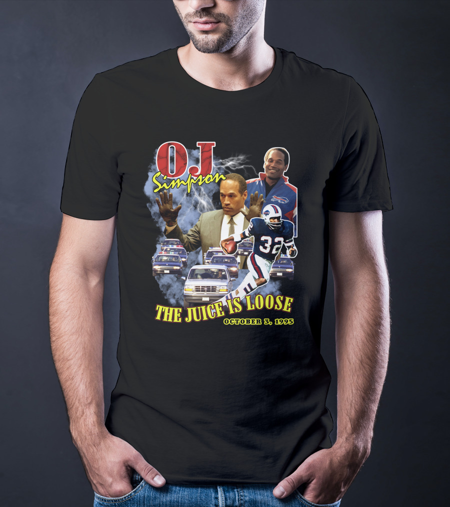 OJ Simpson The Juice Is Loose October 3, 1995 Football Chase T-Shirt