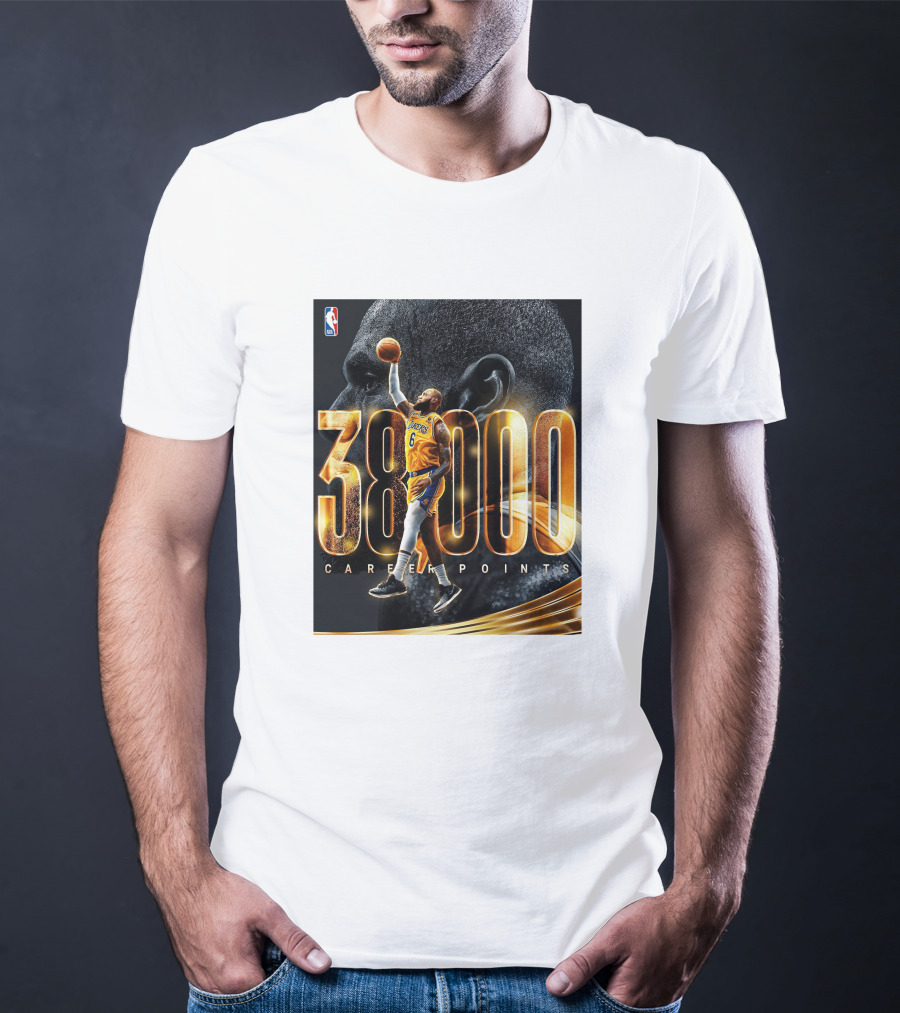 NBA Lebron James 38000 Career Points Achievement T-Shirt