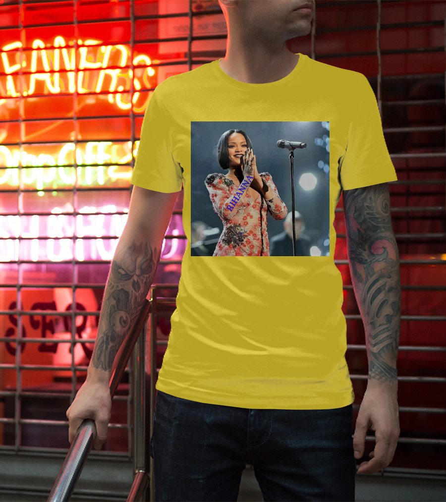 Rihanna Singer Songwriter Actress Performance Floral Dress T-Shirt