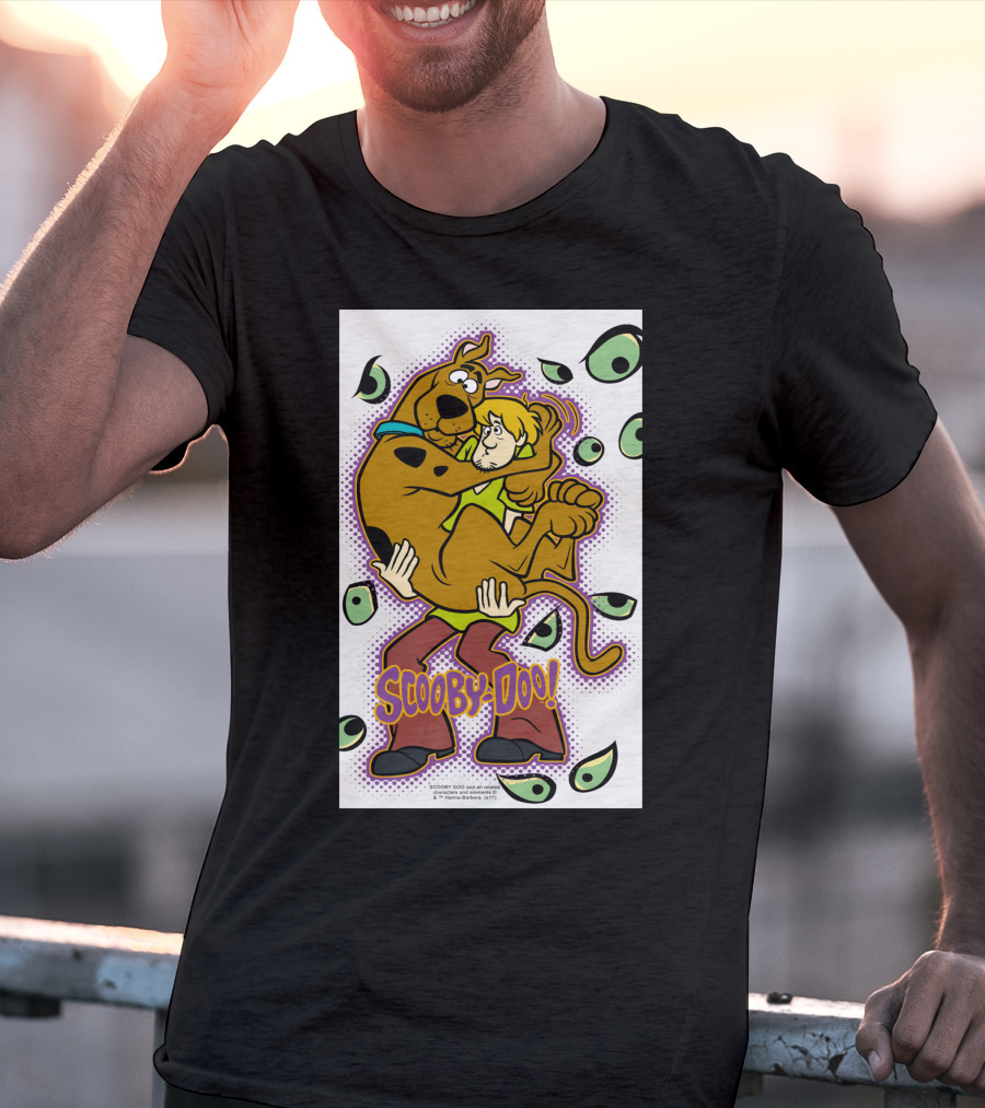Scooby-Doo Shaggy Hug Surrounded By Eyes T-Shirt