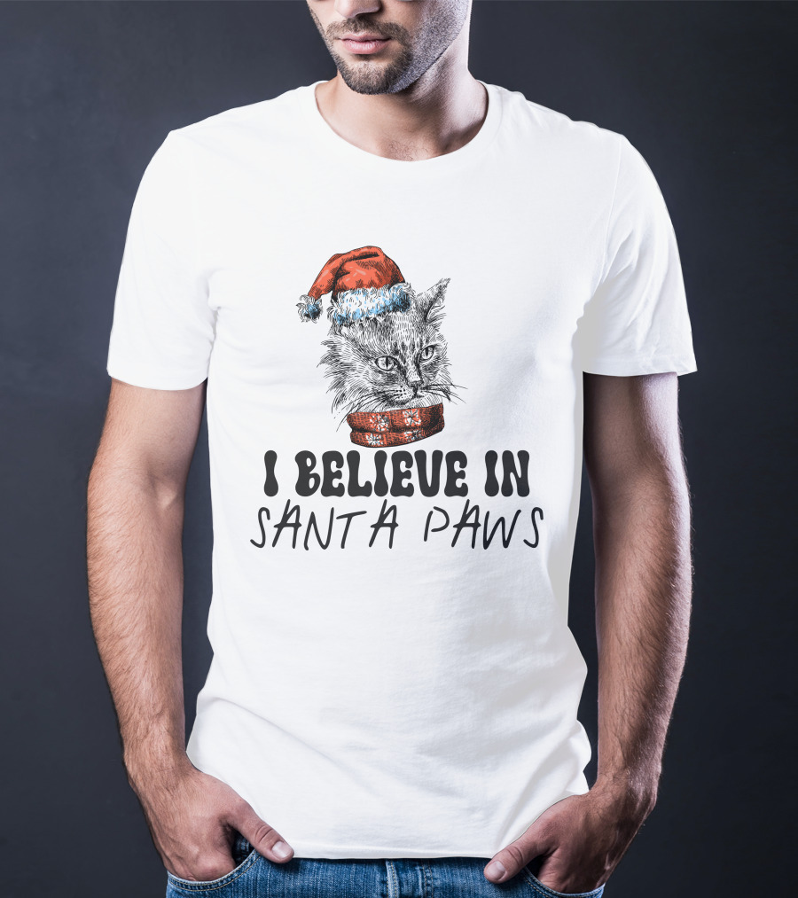 I Believe In Santa Paws Cat T-Shirt