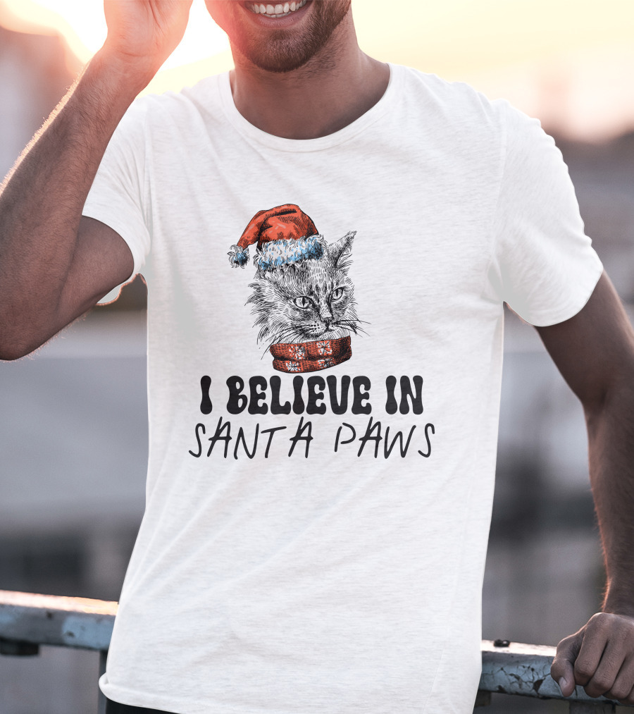 I Believe In Santa Paws Cat T-Shirt