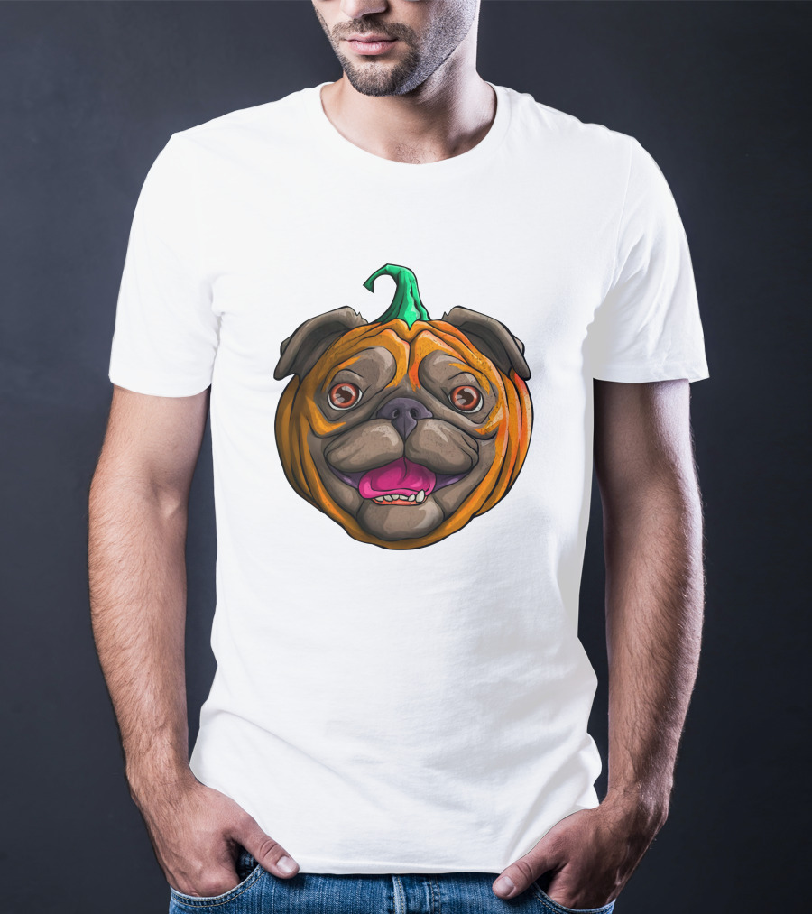 Pugkin Halloween Pug Pumpkin Head T-Shirt