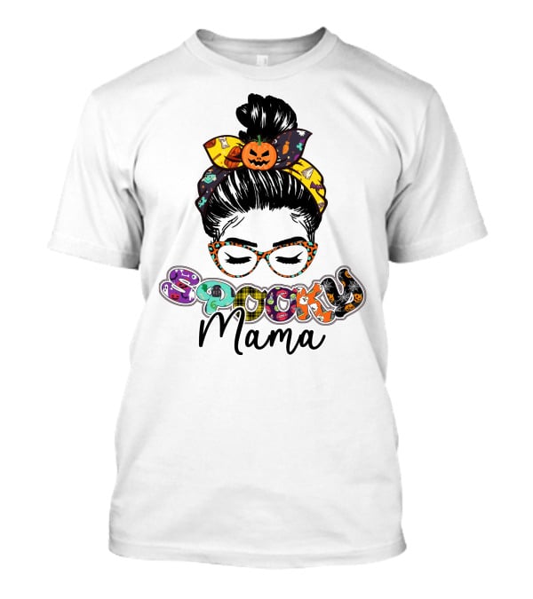 Spooky Mama Halloween Glasses Pumpkin Headband T-Shirt