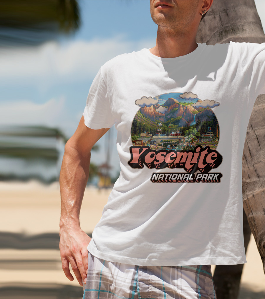 Yosemite National Park Vintage Scenic Mountains And Landscape T-Shirt